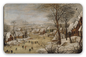 Paisaje invernal con trampa para pájaros