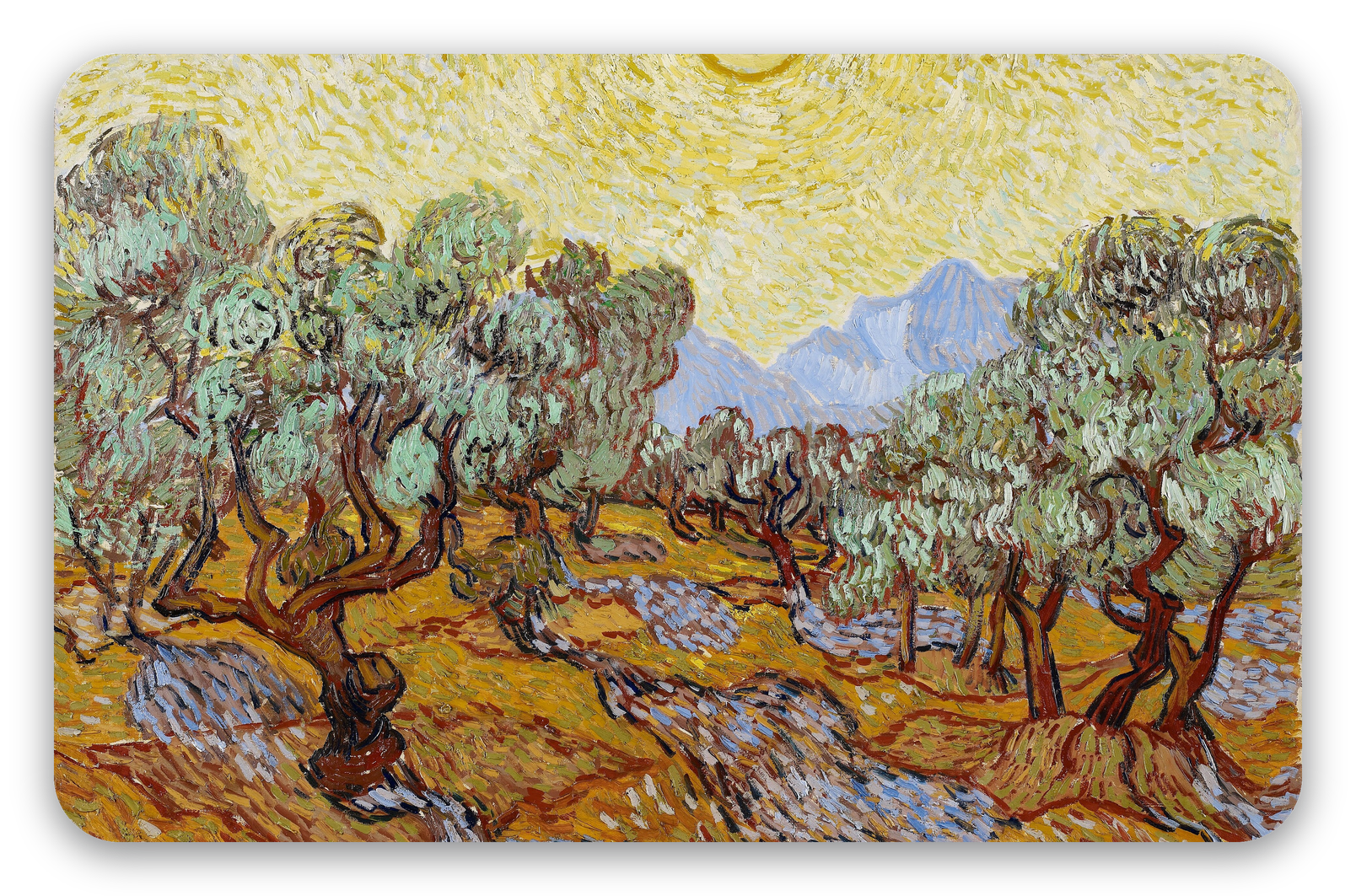 Olivos con cielo amarillo