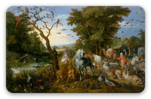 La entrada de los animales en el arca de Noé - pegatina para tarjeta