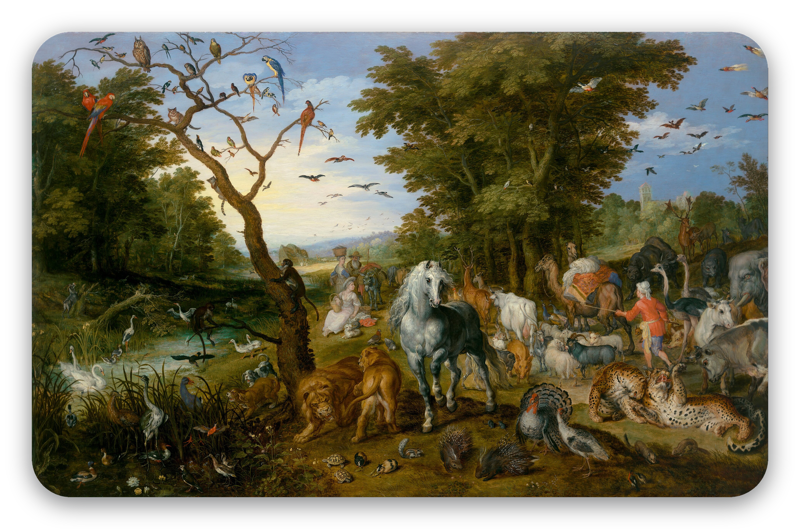 La entrada de los animales en el arca de Noé - pegatina para tarjeta
